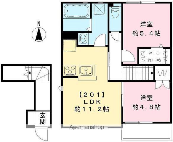 ラーゴヴィレッタC棟(2LDK/2階)の間取り写真