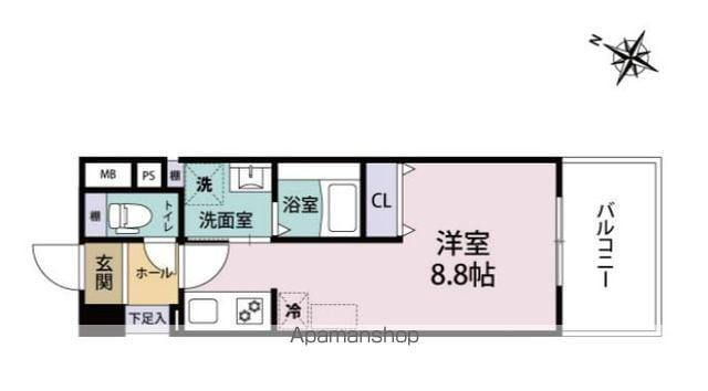 ARISTA箱崎(ワンルーム/3階)の間取り写真