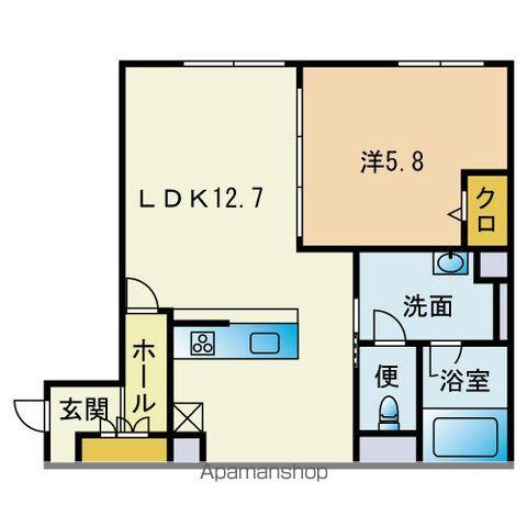 GENIUS大橋(1LDK/1階)の間取り写真