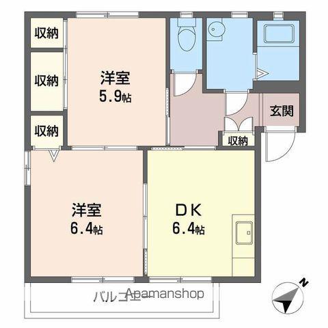ミレニアムガーデンⅡ(2DK/1階)の間取り写真