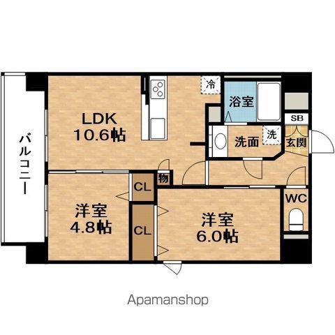 PRIMECOURT(2LDK/4階)の間取り写真