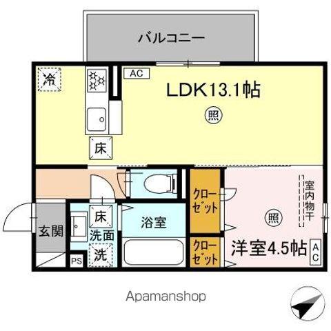 マリンハイムⅡ(1LDK/1階)の間取り写真