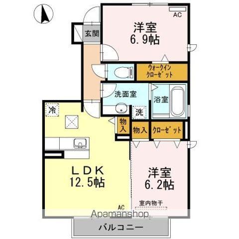 ソシア・ミズノ(2LDK/1階)の間取り写真