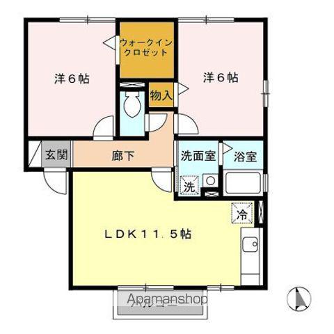 シャトーエレガンA(2LDK/2階)の間取り写真