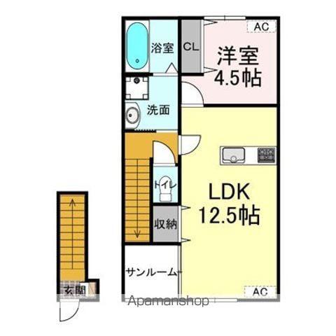 マートル A(1LDK/2階)の間取り写真