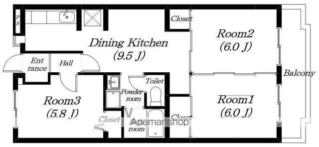 リヴェールJUNⅡ(3DK/3階)の間取り写真
