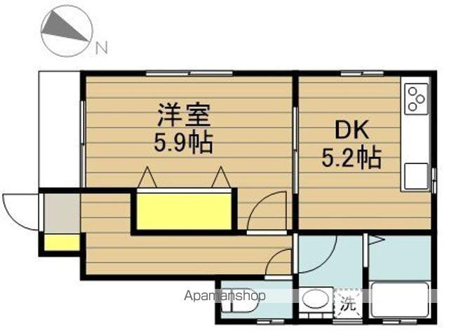 ウエスト(1DK/1階)の間取り写真