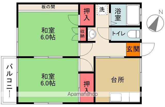 鷺コーポ(2K/2階)の間取り写真