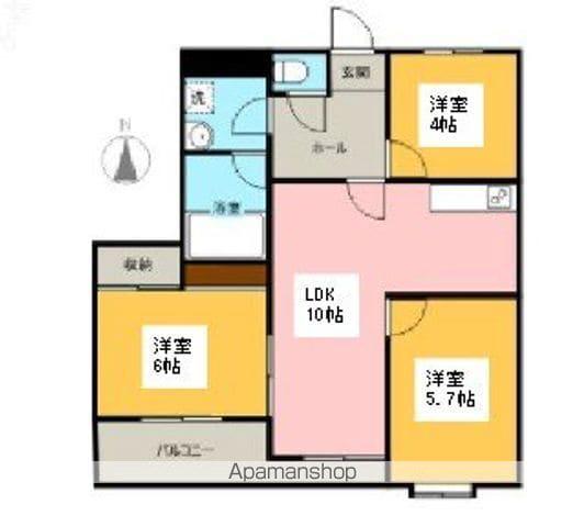 ハイムヴィオラ(3LDK/1階)の間取り写真