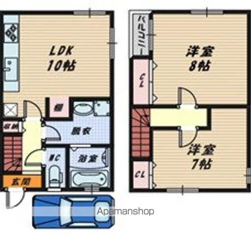南海電鉄泉北線 深井駅 徒歩20分 2階建 築55年(2LDK)の間取り写真