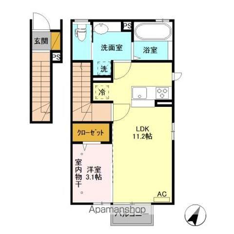 レセンテ千曲(1LDK/2階)の間取り写真