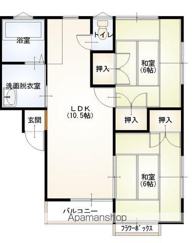 ミカミハイツB棟(2LDK/1階)の間取り写真