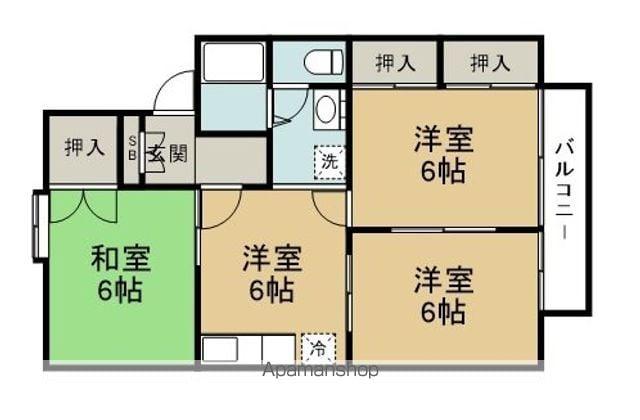 セジュールみやび(3DK/1階)の間取り写真