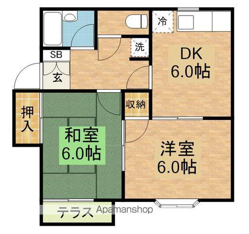 オレンヂコート(2DK/2階)の間取り写真