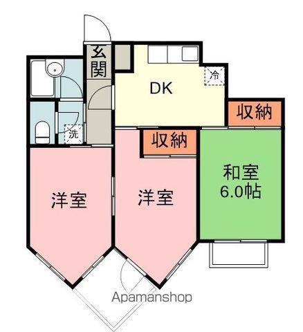 バーズビュー徳島(3DK/3階)の間取り写真