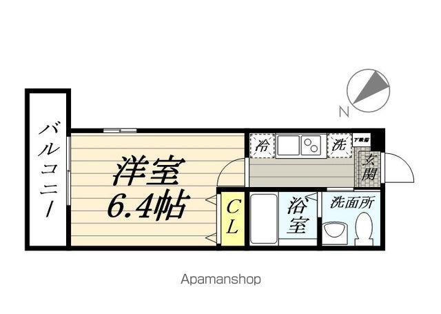 ハーミットクラブハウス戸塚矢部(1K/2階)の間取り写真