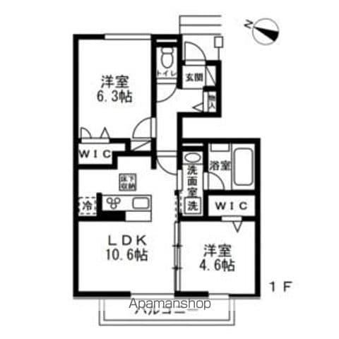 ミルヴィラージュ(2LDK/1階)の間取り写真
