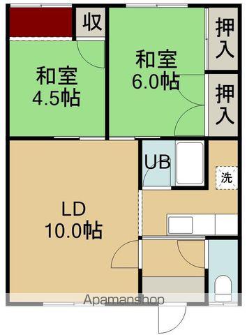 ハイツ長倉2号(2LDK/1階)の間取り写真