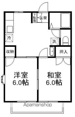 ガーデンヒルズ薬園台(2DK/2階)の間取り写真