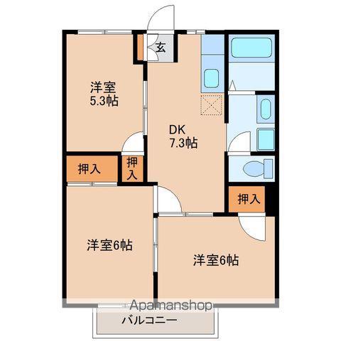 アルマシエルⅡ(3DK/2階)の間取り写真