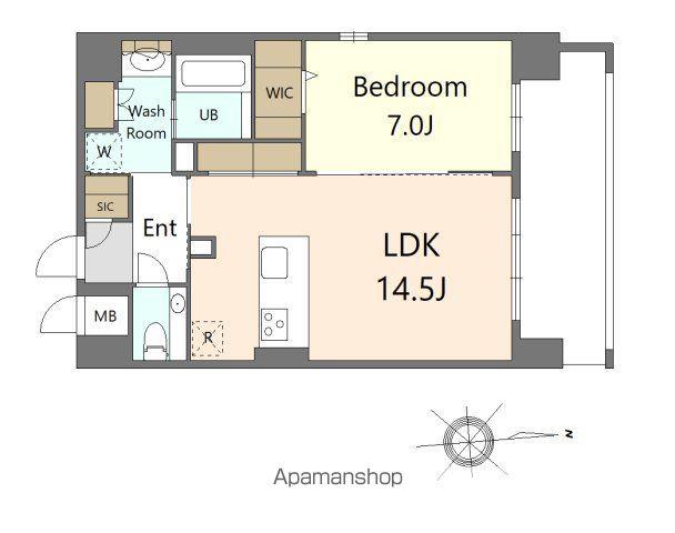 S-RESIDENCE大手門AWESOME(1LDK/15階)の間取り写真