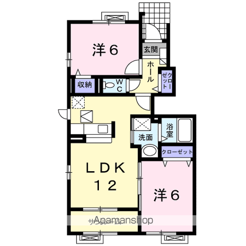 ブランシェスⅡ(2LDK/1階)の間取り写真