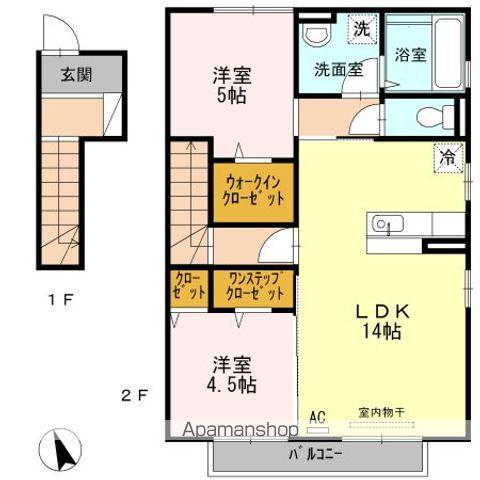 ベイサイドテラスA棟(2LDK/2階)の間取り写真