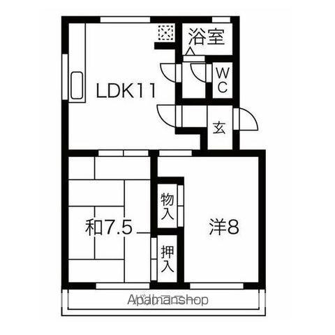 箕の手ハイツ(2LDK/3階)の間取り写真