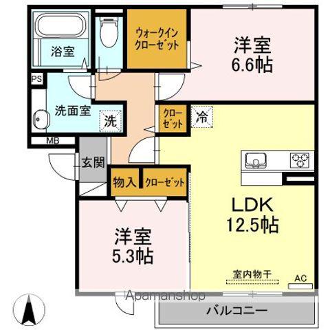 グッディⅡ(2LDK/2階)の間取り写真
