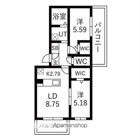 ELITE BASE HOPE Ⅱ(2LDK/5階)の間取り写真