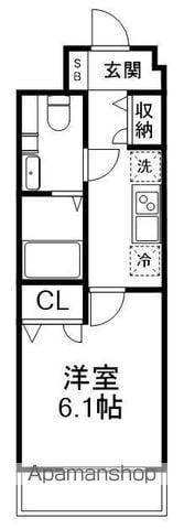 LUXENA勝田台(1K/4階)の間取り写真