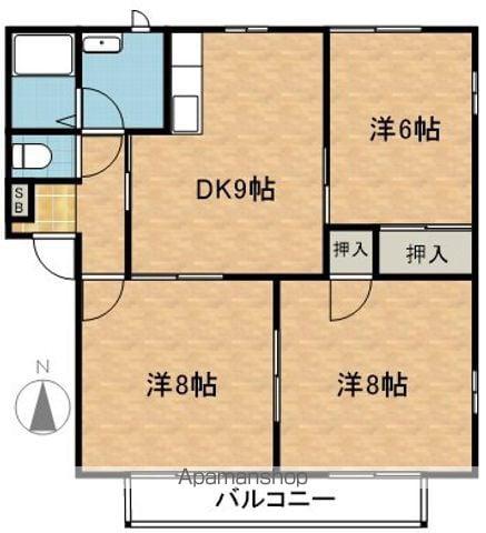 アメニティナガタ(3DK/2階)の間取り写真