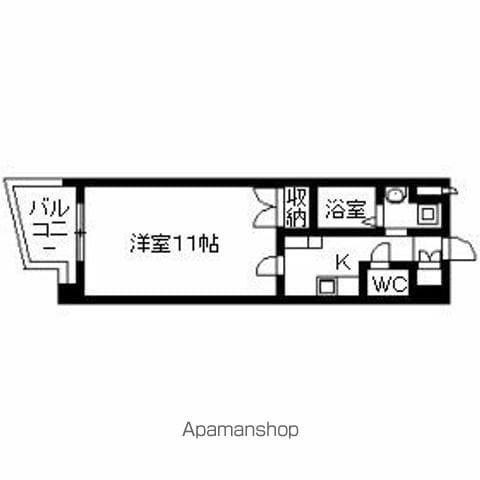 アニバーサリー第九木町通(1K/4階)の間取り写真