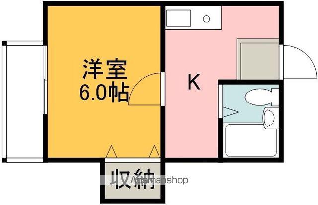 ピースフル(1K/1階)の間取り写真