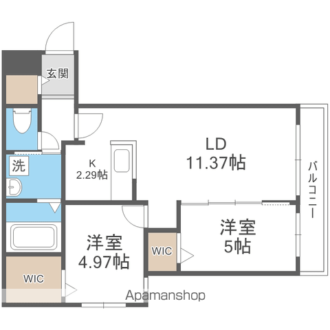 FLYING HORSE MARUYAMAフライングホースマル(2LDK/4階)の間取り写真