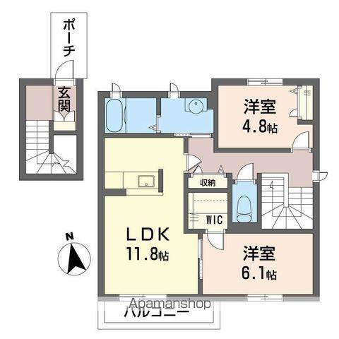 シャーメゾンふじいⅠ(2LDK/2階)の間取り写真