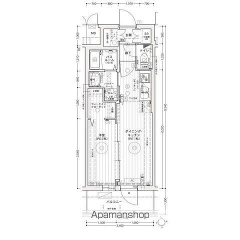 エステムコート名古屋上前津(1DK/6階)の間取り写真