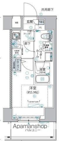 ヴァローレ松戸フィーロ(1K/4階)の間取り写真