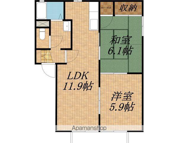 フォーレスチェリーヒルズ5番館(2LDK/1階)の間取り写真