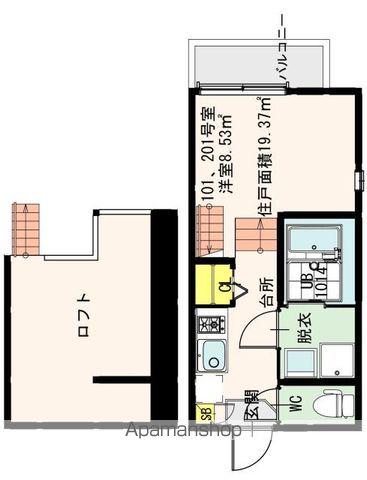 ドムス・フォルティア(ワンルーム/2階)の間取り写真