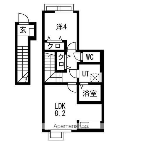 GRANDIR城北(1LDK/2階)の間取り写真