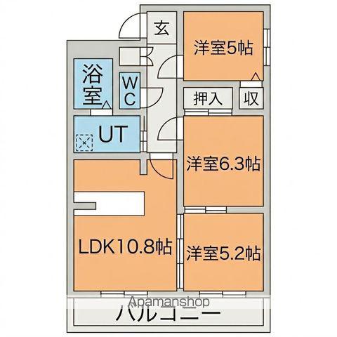 ファミーユ(3LDK/3階)の間取り写真