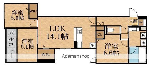 ライジング・ヒルズ・2(3LDK/3階)の間取り写真