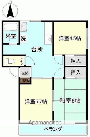 ひまわりコーポ(3DK/2階)の間取り写真