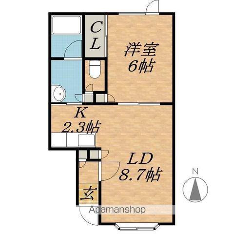 CORPOSUN B(1LDK/1階)の間取り写真