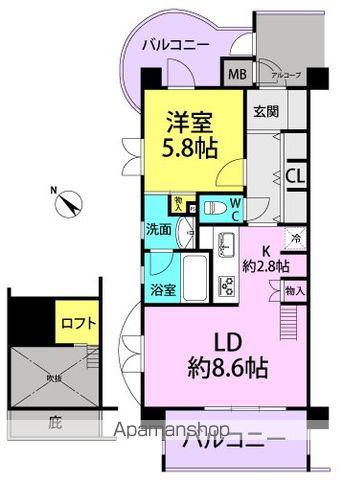 コナパラッツォ武庫之荘(1LDK/6階)の間取り写真