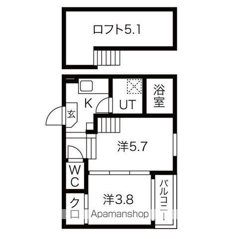 ハーモニーテラス城東町(2K/1階)の間取り写真