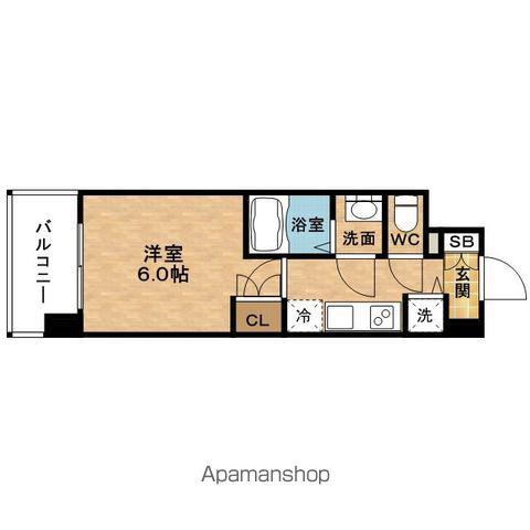SCUTEUMEDAHIGASHI(1K/4階)の間取り写真
