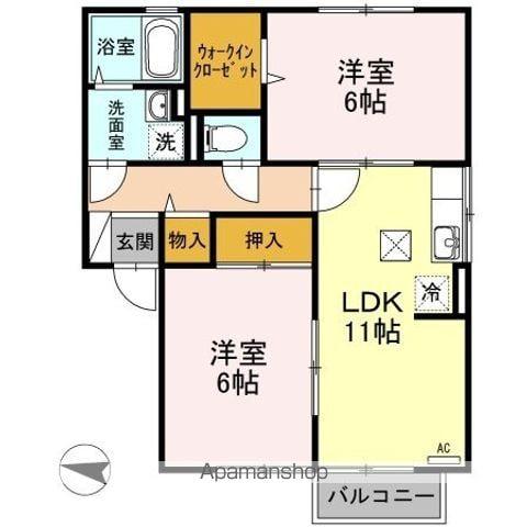 フローラルアベニュー A/B/C(2LDK/1階)の間取り写真