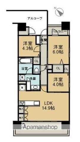 グラディス西広島駅前ザ・タワー(3LDK/19階)の間取り写真